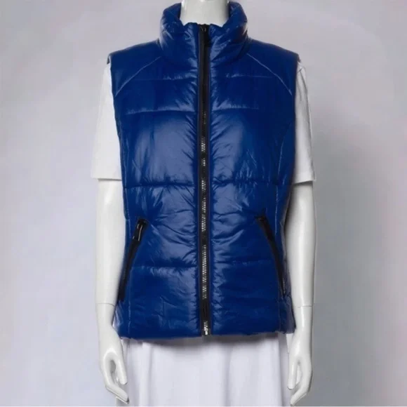 Avec Les Filles Vest Women’s Large Navy Metallic Blue Puffer Quilted Cabinco NWT - Picture 6 of 13